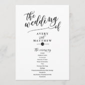 Programme Typographie de script simple | Cérémonie Mariage (Devant)
