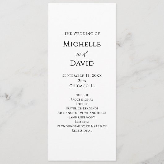 Programme Typographie Décontractée moderne Cérémonie simple (Devant)