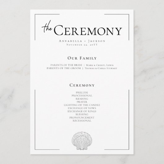 Programme Typographie minimale Mariage de coquillage noir et (Devant)