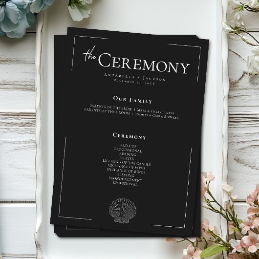 Programme Typographie minimale Mariage de coquillage noir et