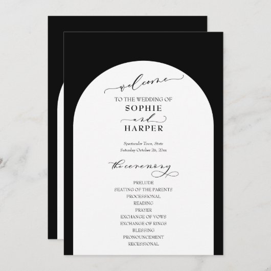 Programme Typographie simple, Arc sur Black Elegant (Devant / Derrière)