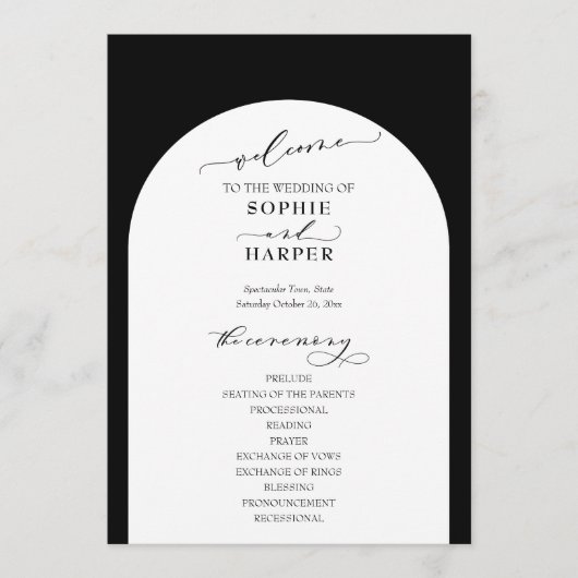 Programme Typographie simple, Arc sur Black Elegant (Devant)