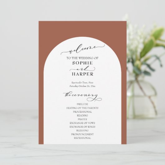 Programme Typographie simple, Arche élégante en terre cuite (Debout devant)