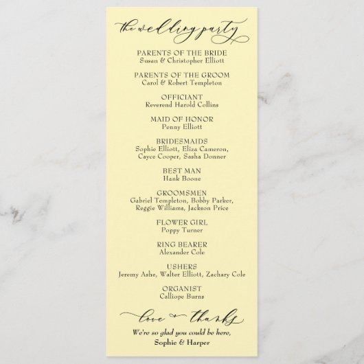 Programme Typographie simple, Beurre Élégant Jaune (Dos)