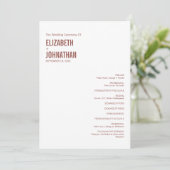 Programme Typographie simple Boho Dusty Rose Mariage (Debout devant)