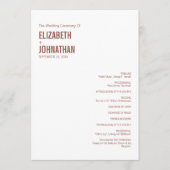 Programme Typographie simple Boho Dusty Rose Mariage (Devant)