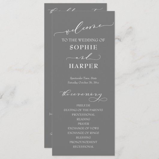 Programme Typographie simple, Calligraphie élégante Gris (Devant / Derrière)