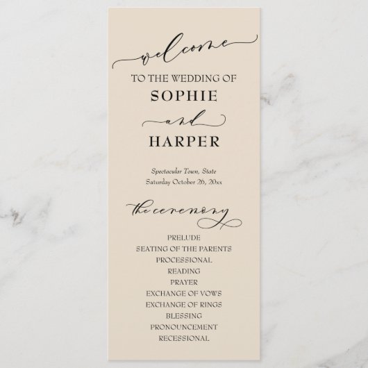 Programme Typographie simple, Crème élégante (Devant)