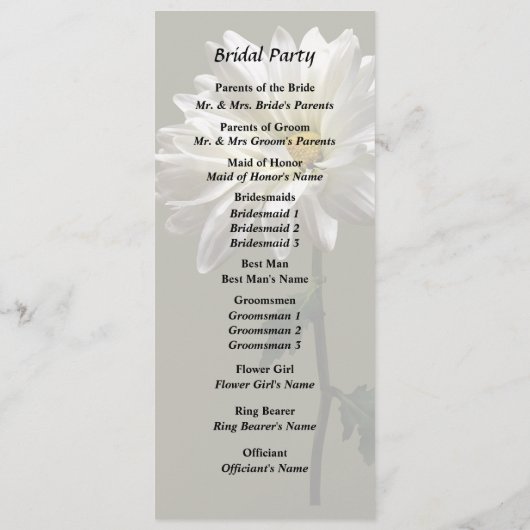 Programme Une Marguerite Blanche (Dos)