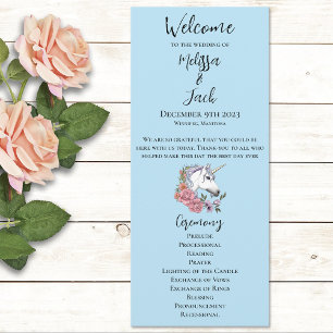 Programme Unicorne blancheFleurs roses bleu