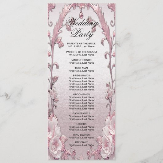 Programme unique de mariage floral rose (Dos)