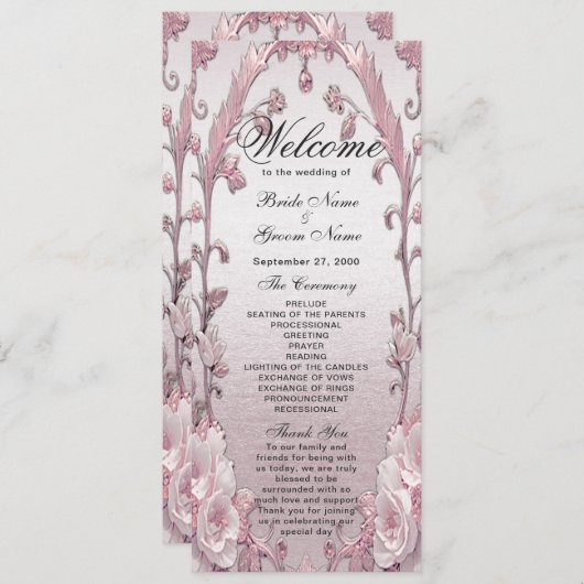 Programme unique de mariage floral rose (Devant / Derrière)