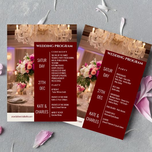 Programme unique personnalisé de mariage de style