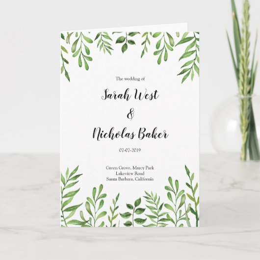 Programme Verdure Aquarelle Vert Feuille Botanique (Devant)