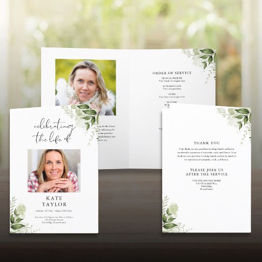 Programme Verdure Funérailles Florales Ordre de service plié