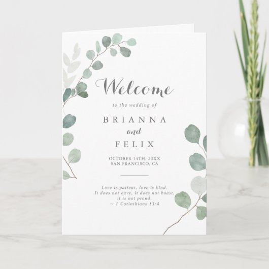 Programme Verdure minimaliste Eucalyptus Plier Mariage (Devant)