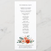 Programme Verona Sunset Bright Orange Moderne Mariage Floral (Dos)