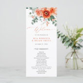 Programme Verona Sunset Bright Orange Moderne Mariage Floral (Debout devant)