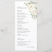 Programme Vert élégant de mariage de cérémonie florale blanc (Dos)