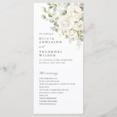 Programme Vert élégant de mariage de cérémonie florale blanc (Devant)