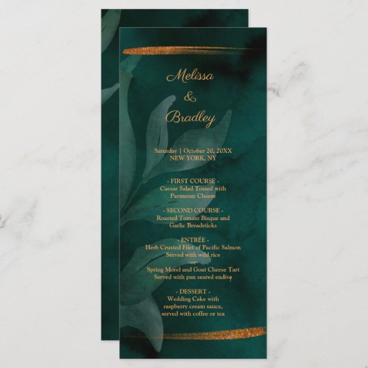 programme vert émeraude moderne et feuille (Devant / Derrière)