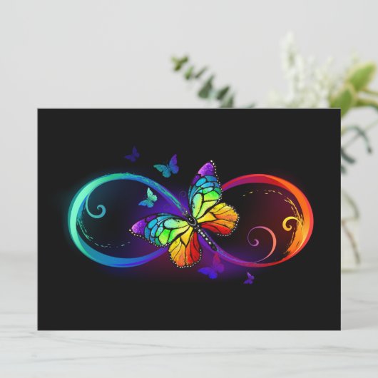 Programme Vibrant infinity with rainbow butterfly on black (Debout devant)
