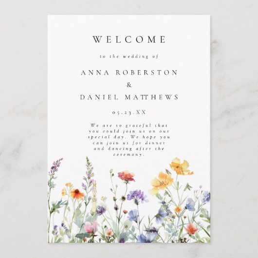 Programme Vibrant Wildflower Wedding Program (Devant)