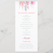 Programme Vignes mariages en cascade aquarelle corail rouge (Dos)