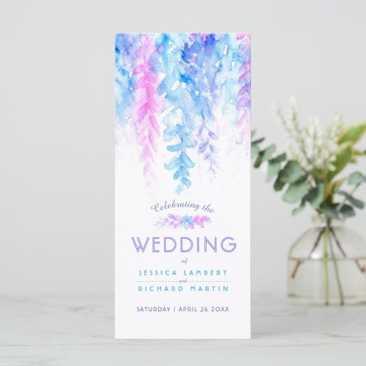 Programme Vignes mariages en cascade aquarelle violet bleu (Debout devant)