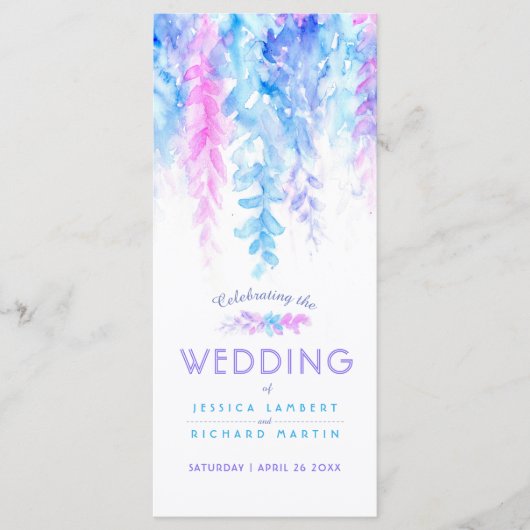 Programme Vignes mariages en cascade aquarelle violet bleu (Devant)