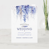 Programme Vin cascade aquarelle bleu gris blanc mariage (Devant)