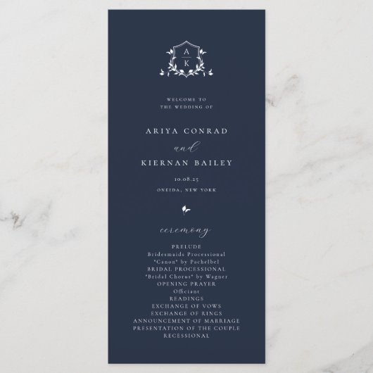 Programme Vins intemporels Monogramme Crest Navy Blue (Devant)