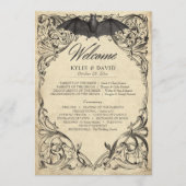 Programme Vintage Bat Until Death Black Parchment Wedding (Devant)