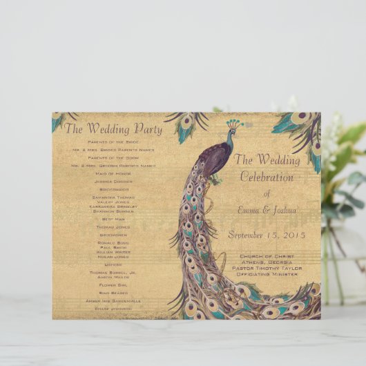 Programme vintage d'aubergines de paon (Debout devant)