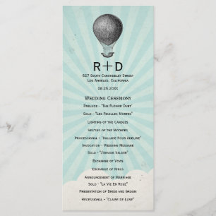 Programme vintage de mariage avec ballon à air cha