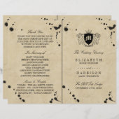 Programme vintage de mariage avec monogramme et en (Devant / Derrière)