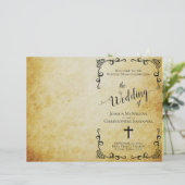 Programme vintage de mariage catholique parchemin (Debout devant)