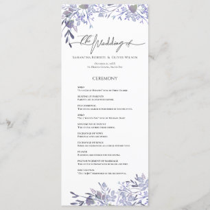Programme vintage de mariage de lavande botanique