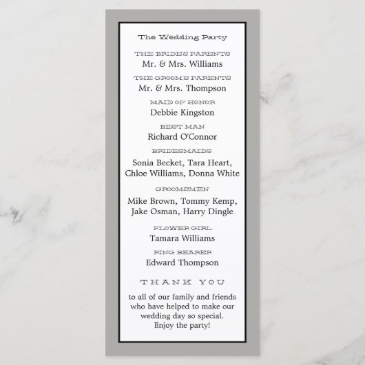 Programme vintage de mariage d'oiseaux cardiaques (Dos)