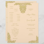 Programme vintage de mariage Gold (Devant / Derrière)