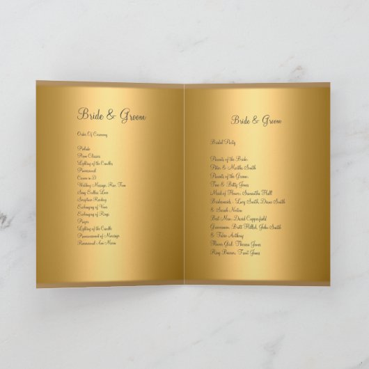 Programme vintage de mariage Gold (Intérieur)