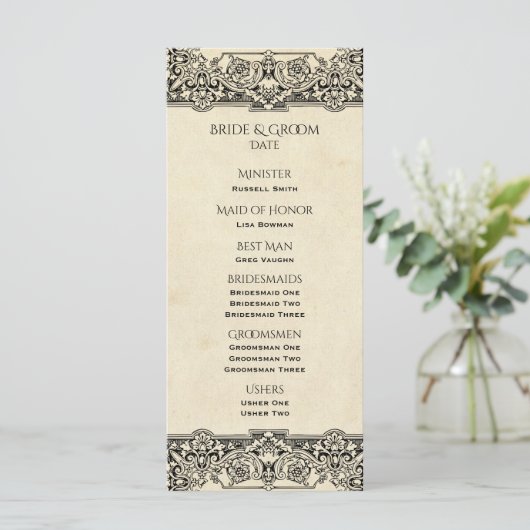 Programme vintage de mariage organisé (Debout devant)