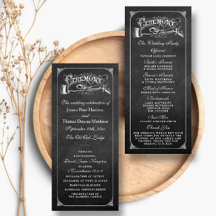 Programme vintage de mariage sur tableau de bord