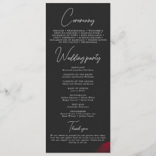 Programme Vintage écarlate rouge rose pétale mariage