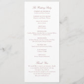 Programme Vintage Élégant Mariage de poitrine florale (Dos)