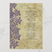 Programme Vintage Purple Queen Ann's Lace Wedding Program (Dos)