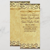 Programme Vintage Scroll Rustic Country Camo Wedding Program (Devant / Derrière)