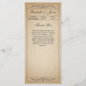Programme Vintage Wedding Ticket (Dos)