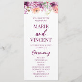 Programme Violet Magenta Purple Floral Fleurs Mariage (Devant)