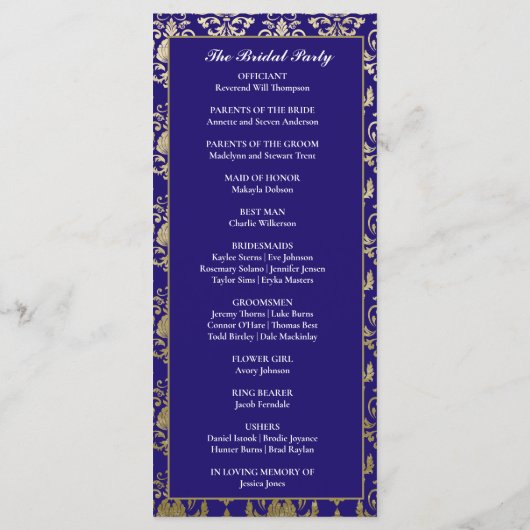 Programme Violet moderne violet Motif or Mariage (Dos)